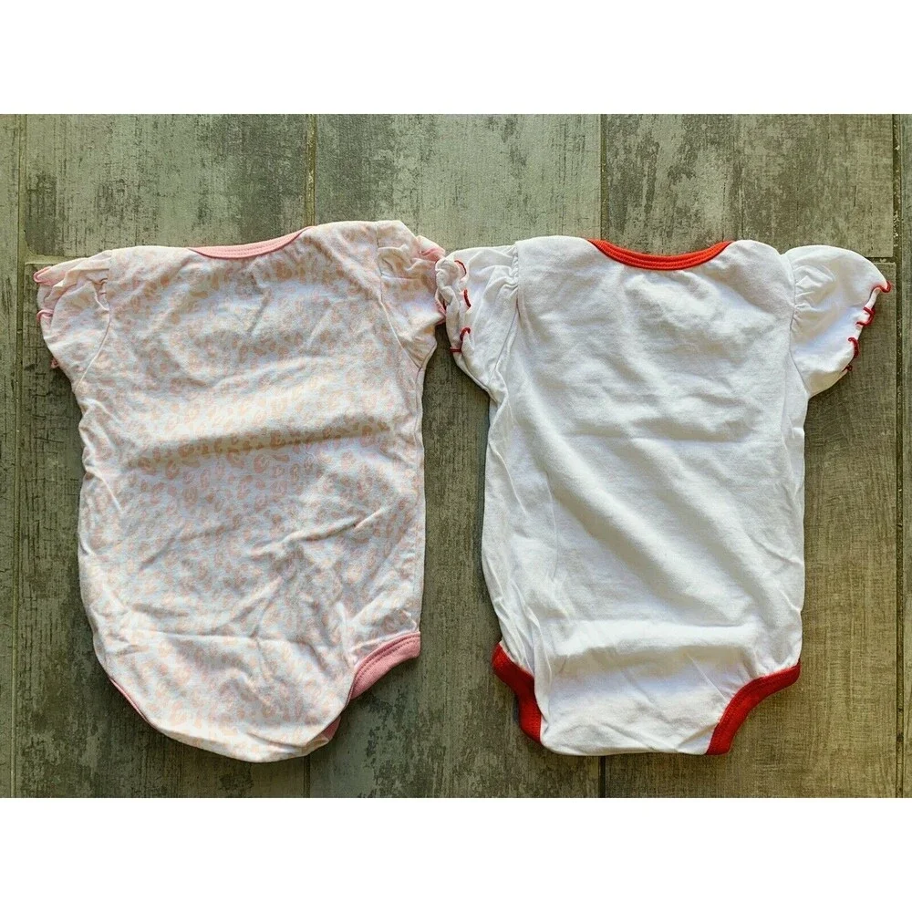 Set of 2 Baby Girl Anaheim Angles Baseball One-Piece Bodysuit Romper 3-6M